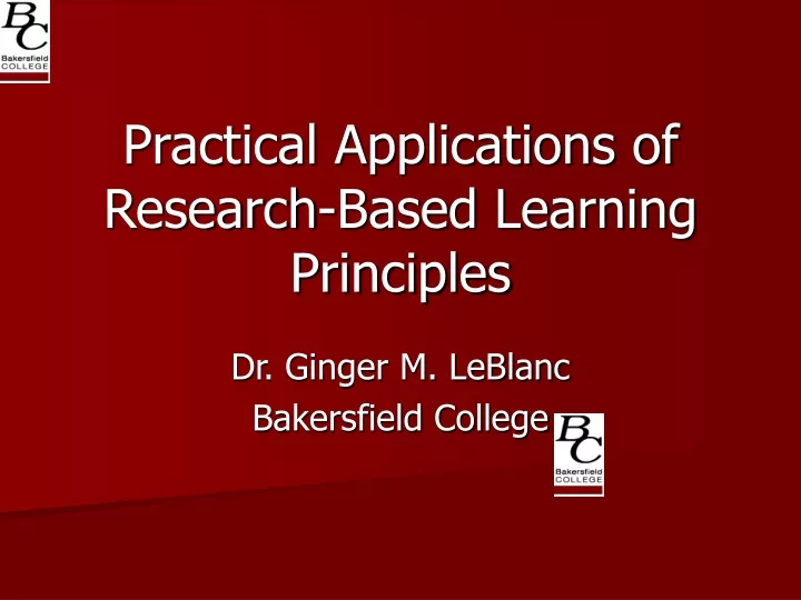 practical applications of research based learning principles