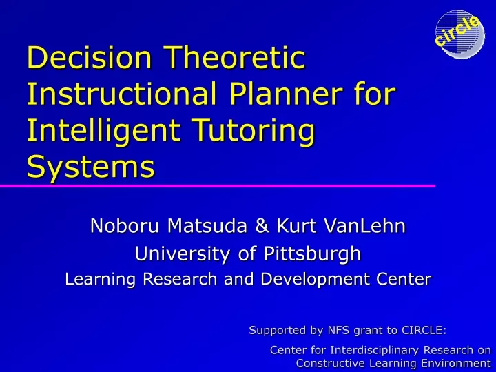 decision theoretic instructional planner for intelligent tutoring systems