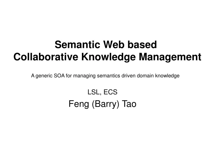 semantic web based collaborative knowledge management