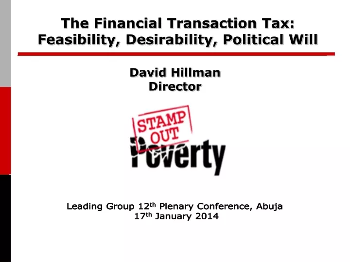 the financial transaction tax feasibility