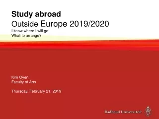 Study abroad Outside  Europe 2019/2020