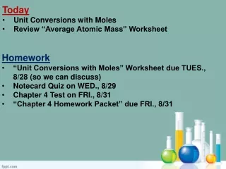 Today Unit Conversions with Moles Review “Average Atomic Mass” Worksheet