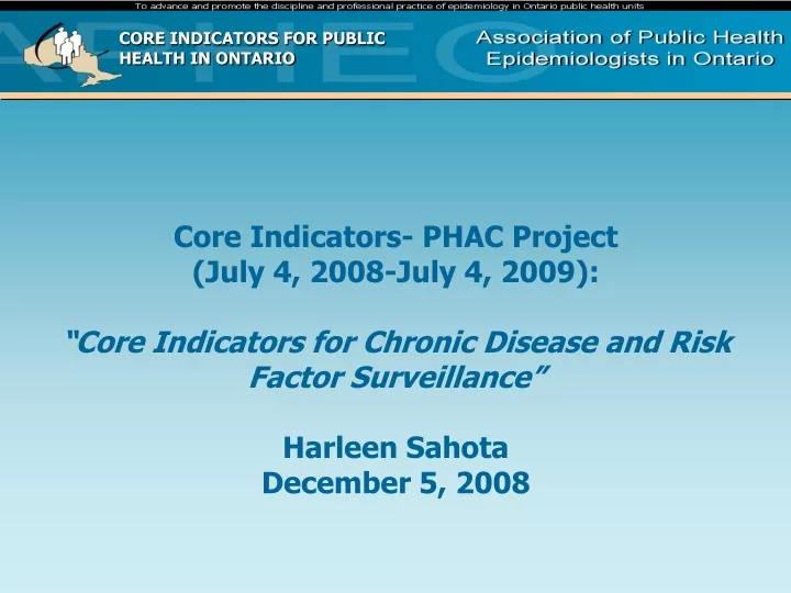 core indicators for public health in ontario