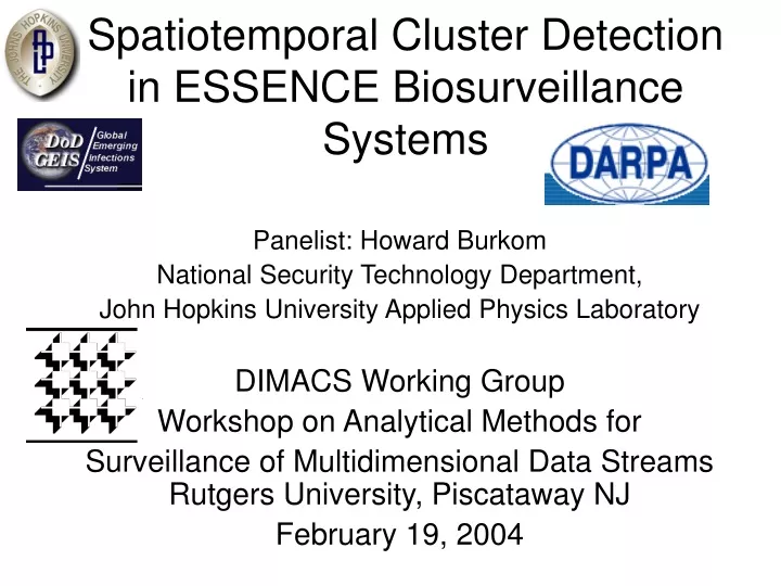 spatiotemporal cluster detection in essence biosurveillance systems