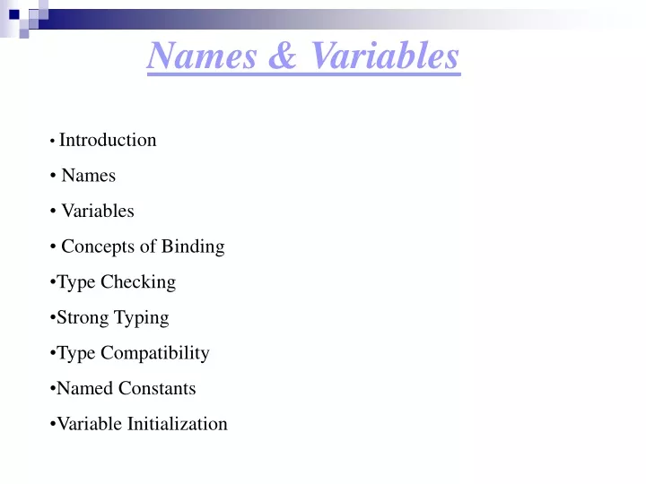 names variables