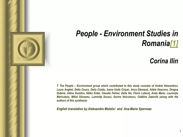 people environment studies in romania 1 corina ilin