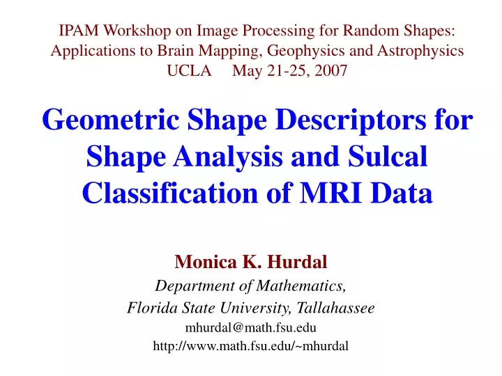 ipam workshop on image processing for random