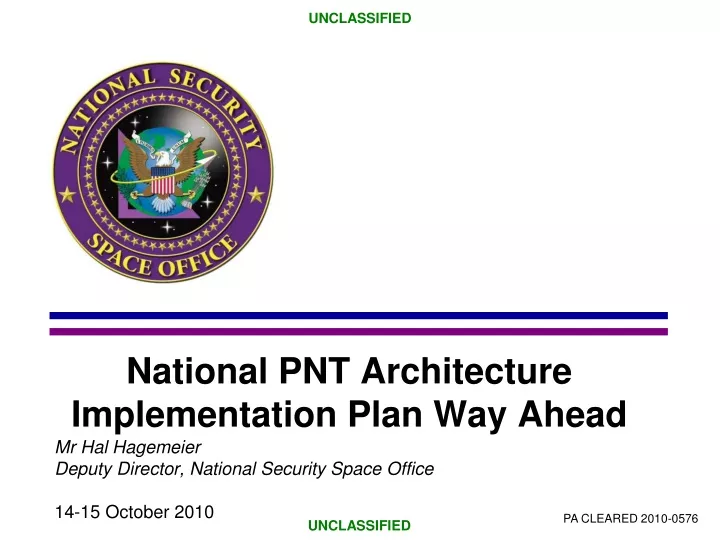 national pnt architecture implementation plan way ahead