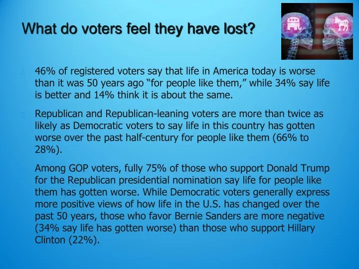 what do voters feel they have lost
