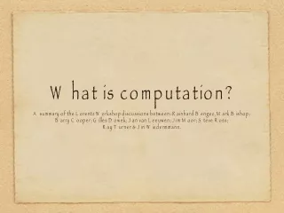 What is computation?
