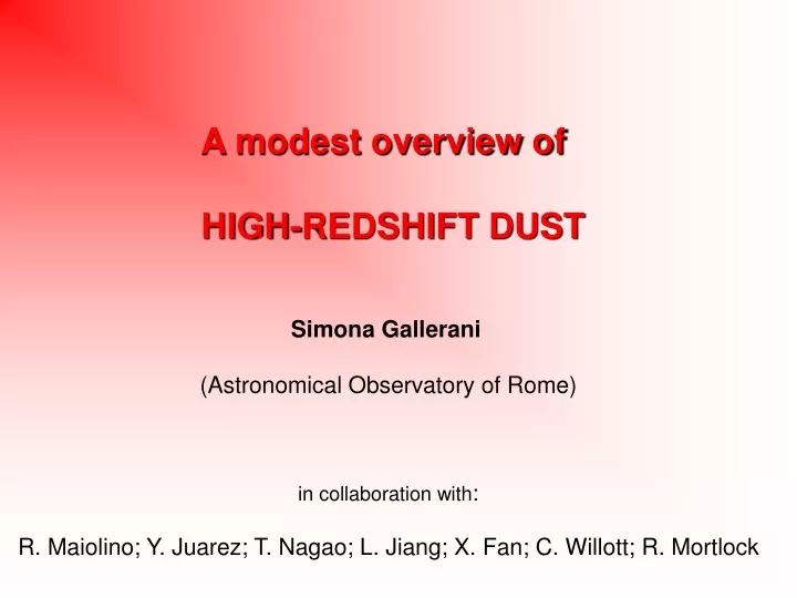 a modest overview of high redshift dust