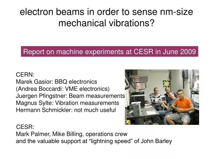electron beams in order to sense nm size mechanical vibrations