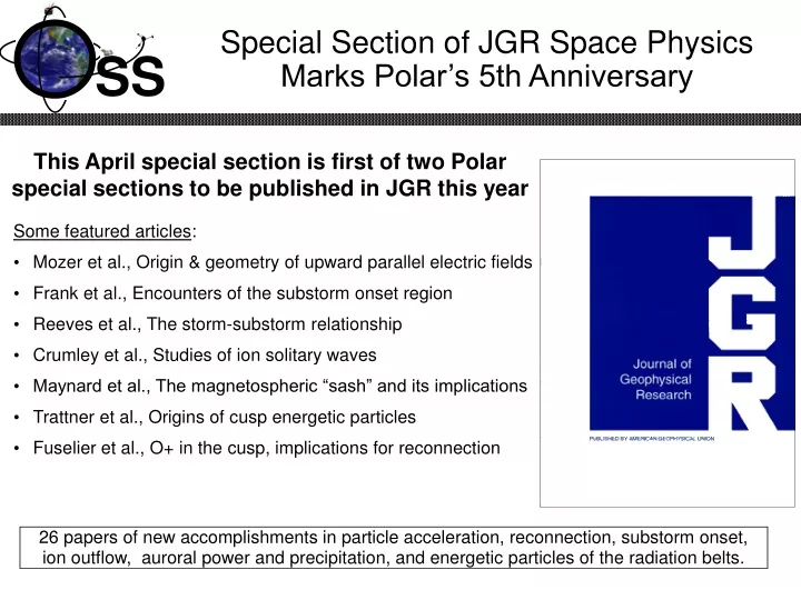 special section of jgr space physics marks polar s 5th anniversary