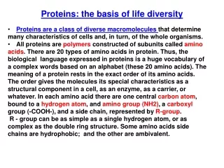 proteins the basis of life diversity