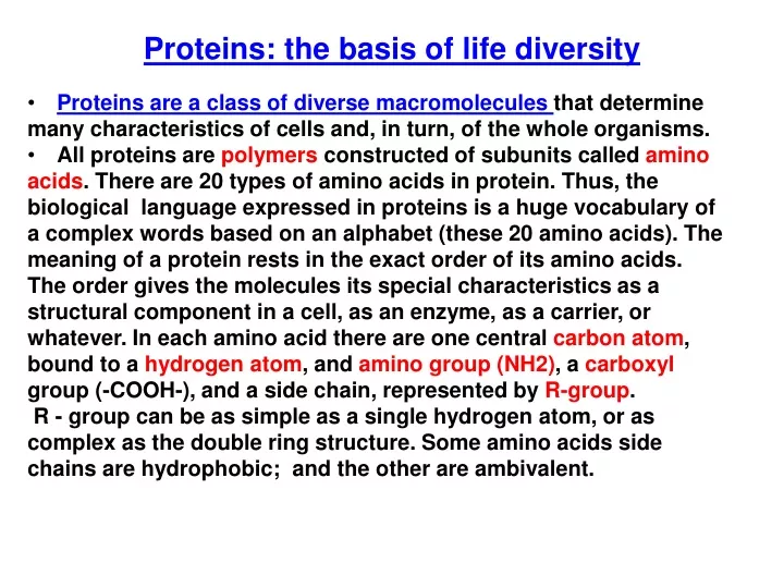 proteins the basis of life diversity