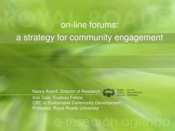 on line forums a strategy for community engagement