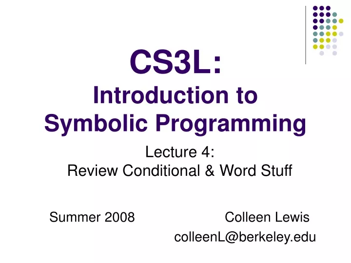 cs3l introduction to symbolic programming