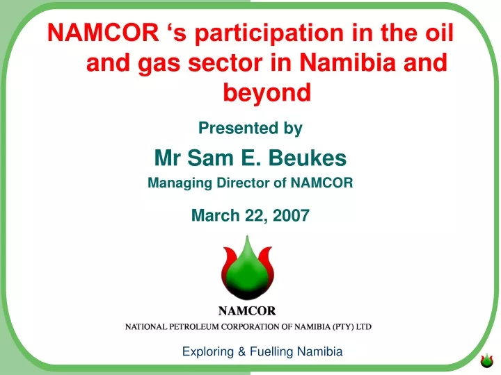 namcor s participation in the oil and gas sector