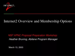 Internet2 Overview and Membership Options