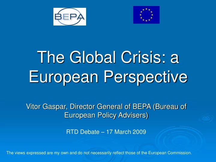 the global crisis a european perspective