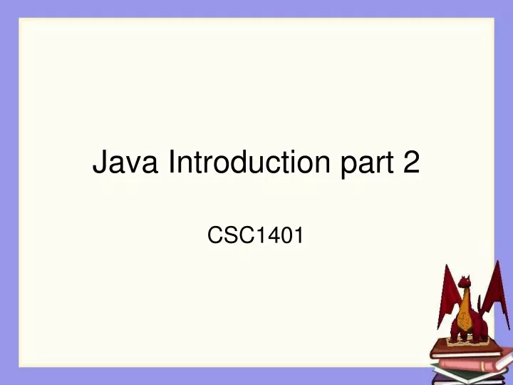 java introduction part 2