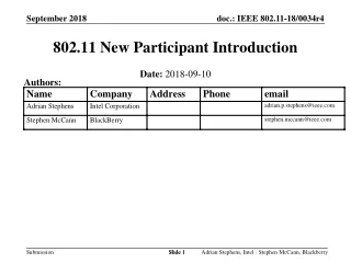 802.11 New Participant Introduction