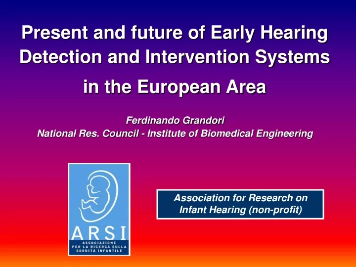 present and future of early hearing detection