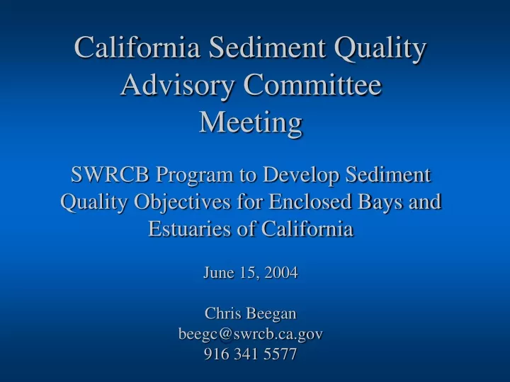 california sediment quality advisory committee