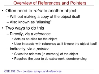 Overview of References and Pointers