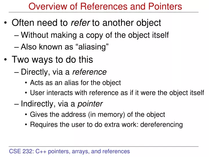 overview of references and pointers