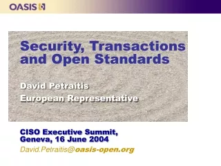 Security, Transactions and Open Standards