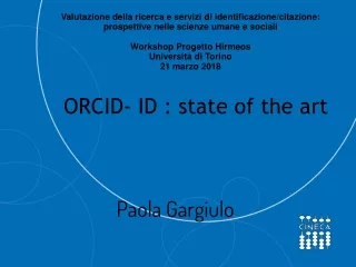 ORCID- ID : state of the art