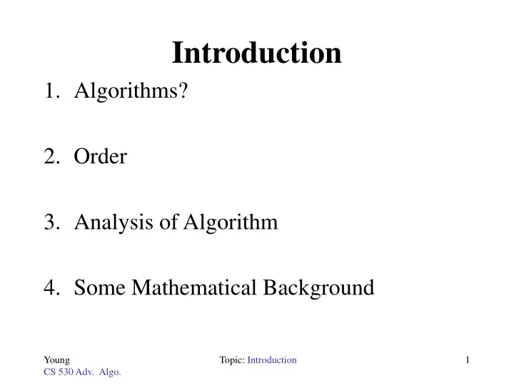 introduction algorithms order analysis