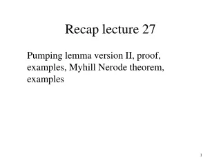 Recap lecture 27