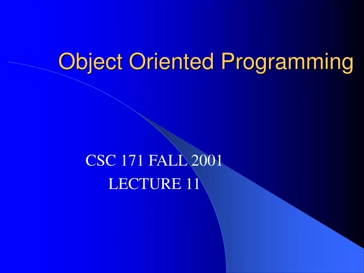 object oriented programming