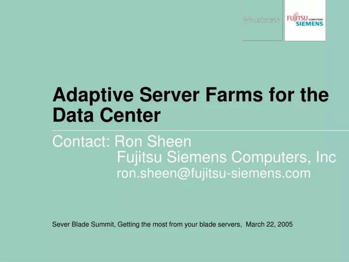 adaptive server farms for the data center