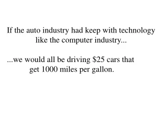 If the auto industry had keep with technology                like the computer industry...