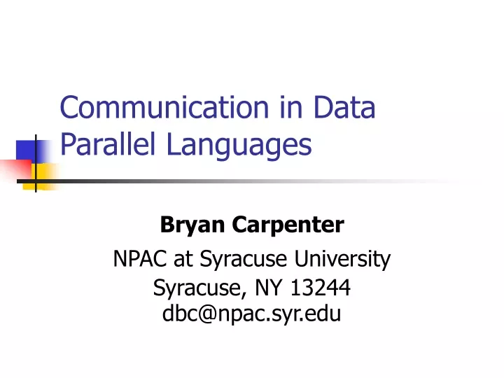 communication in data parallel languages
