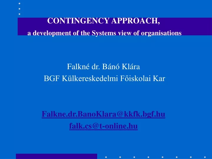 contingency approach a development of the systems