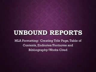 UnBound  Reports