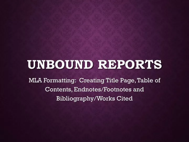 unbound reports