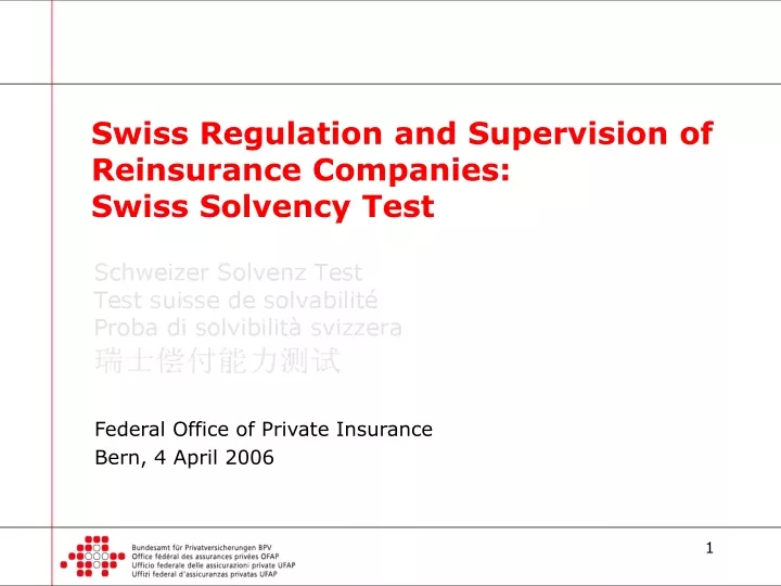 swiss regulation and supervision of reinsurance companies swiss solvency test