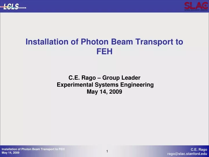 installation of photon beam transport to feh