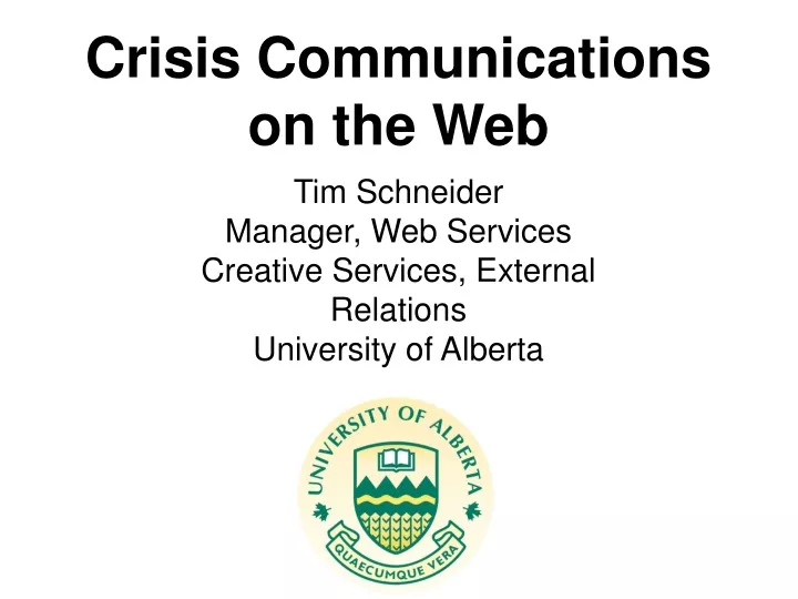 crisis communications on the web