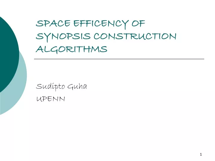 space efficency of synopsis construction algorithms