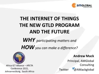 THE INTERNET OF THINGS THE NEW GTLD PROGRAM  AND THE FUTURE