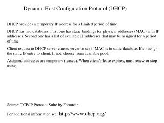 Dynamic Host Configuration Protocol (DHCP)