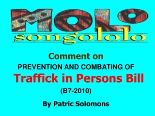 Comment on PREVENTION AND COMBATING OF  Traffick in Persons Bill (B7-2010) By Patric Solomons