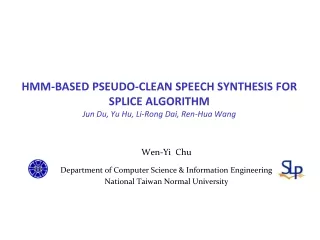 Wen-Yi  Chu Department of Computer Science &amp; Information Engineering