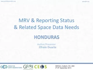 MRV &amp; Reporting Status &amp; Related Space Data Needs